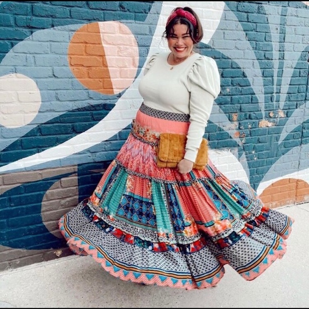 Anthropologie Celina Tiered Maxi Skirt 20W like new